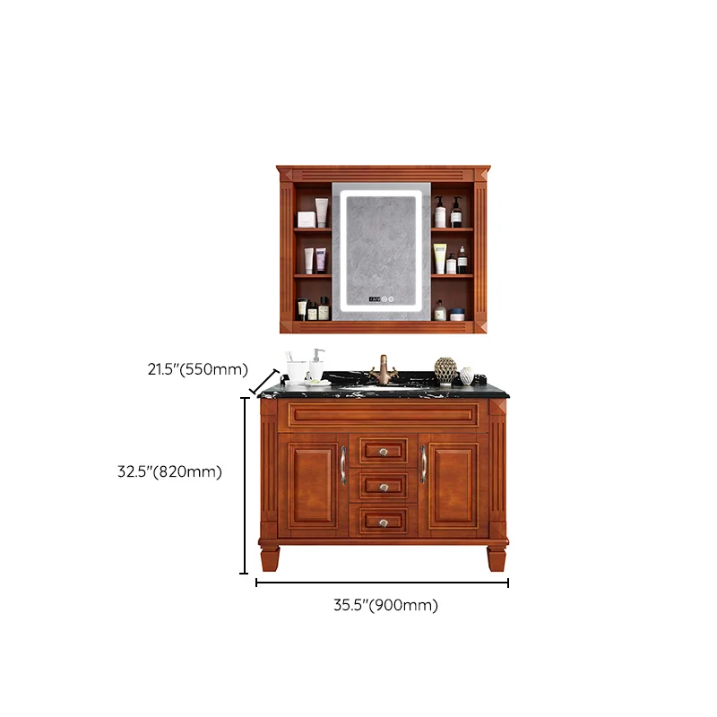 Traditional Houten Sink Vanity Mirror Cabinet Vanity Cabinet Storage Shelving 24l
