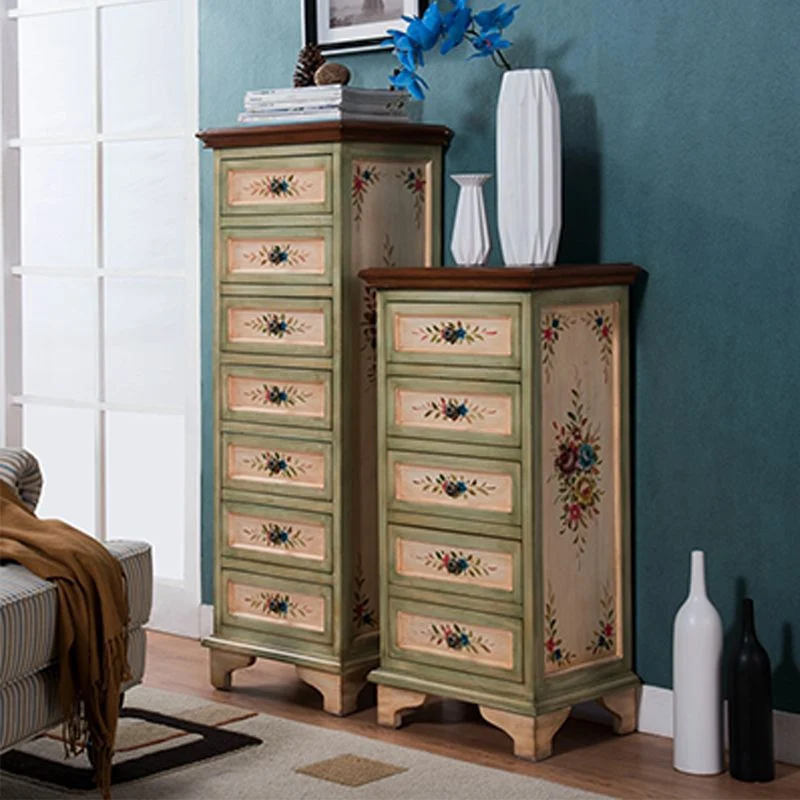 Traditional Vertical Bedroom Chest Uni Pine Storage Chest Drawers Blue