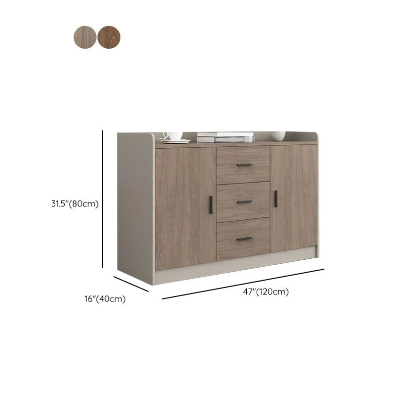 Traditional Wood Cabinet Locking Drawers and Regelbaar Storage Shelves File Cabinet Brown
