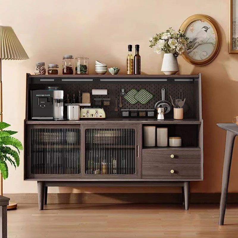 Ultra Modern Pine Dining Hutch Glaswerk Doors Storage Cabinet Drawers Dining Room 47l