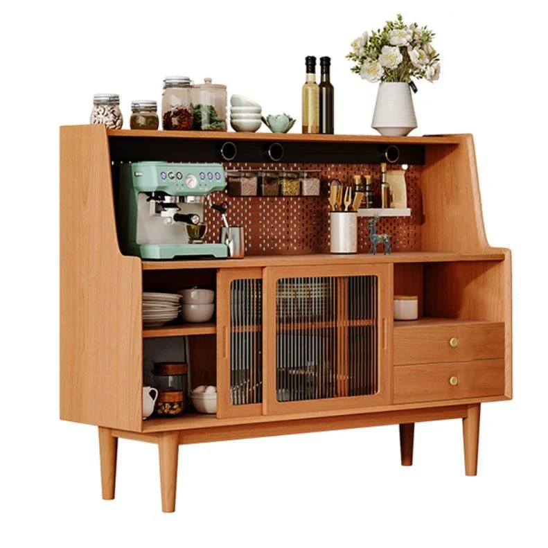 Ultra Modern Pine Dining Hutch Glaswerk Doors Storage Cabinet Drawers Dining Room 47l