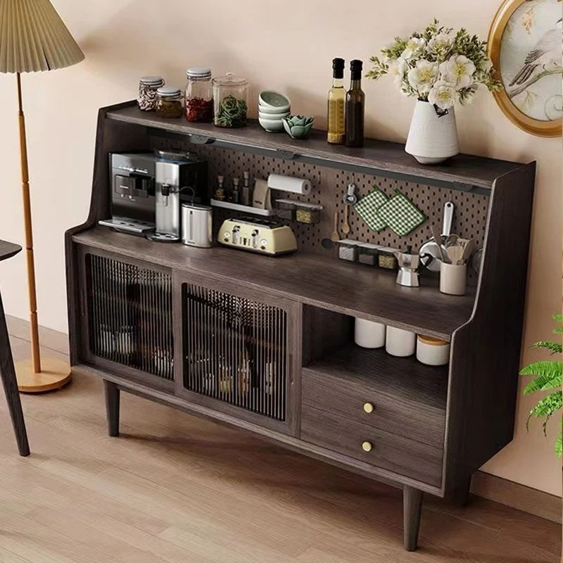 Ultra Modern Pine Dining Hutch Glaswerk Doors Storage Cabinet Drawers Dining Room 47l