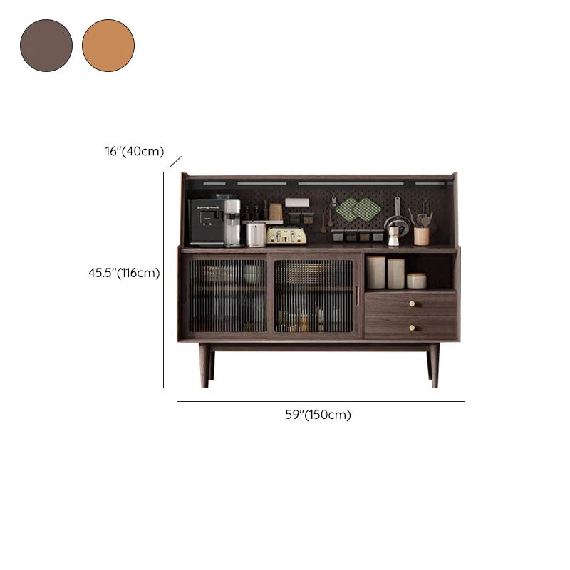 Ultra Modern Pine Dining Hutch Glazen Doors Storage Cabinet Drawers Dining Room 47l
