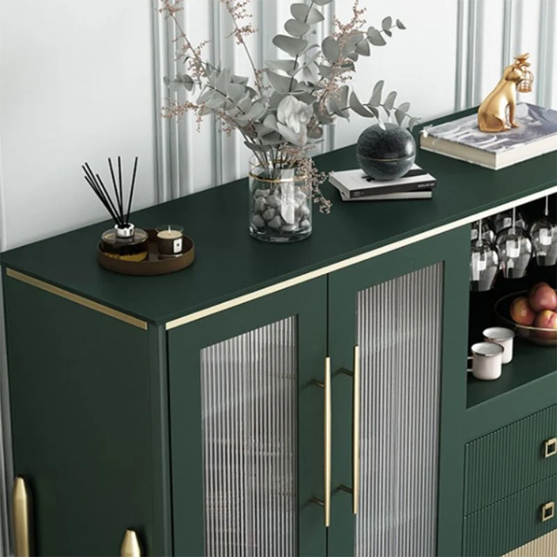Uni Wood China Cabinet Modern Glass Doors Dining Hutch Drawers 39