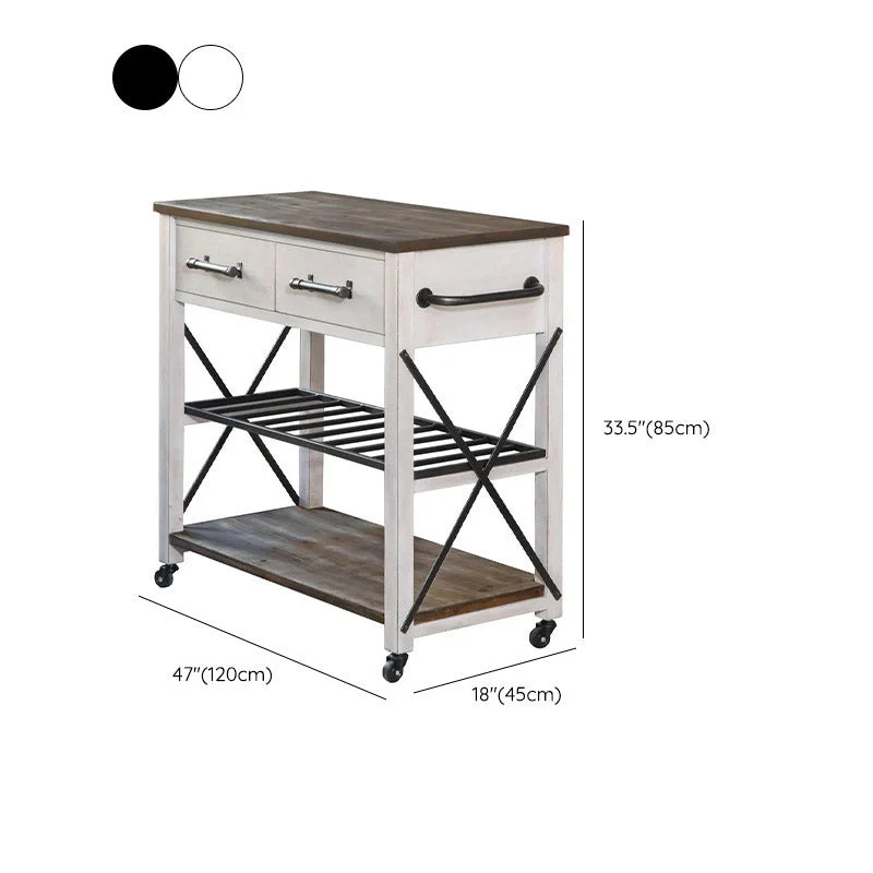 Uni Wood Kitchen Island Modern Rolling Kitchen Trolley Towel Rack 16l