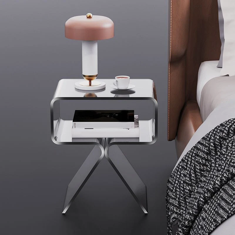 Van kunststof Abstract End Table Rectangular Corner Table Storage