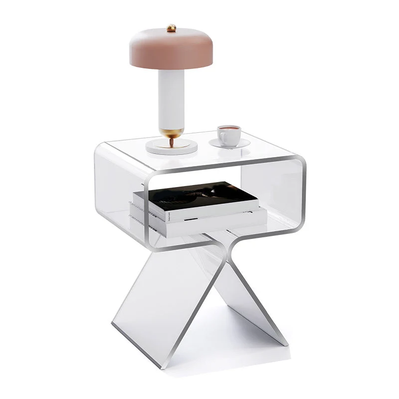 Van kunststof Abstract End Table Rectangular Corner Table Storage