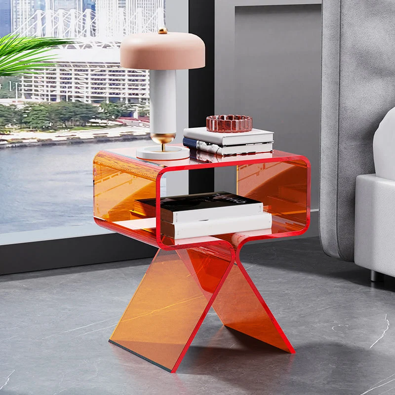 Van kunststof Abstract End Table Rectangular Corner Table Storage
