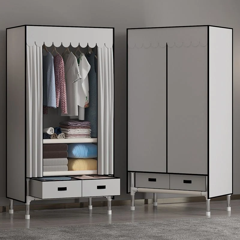 Van metaal Frame Wardrobe Armoire Contemporary Style Wardrobe Cabinet Drawers 27