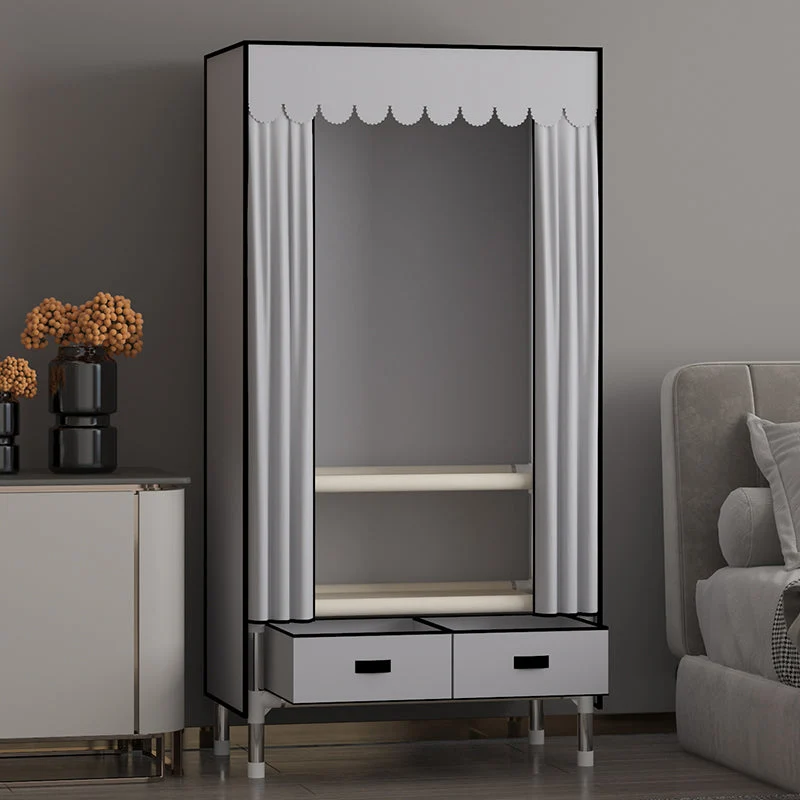 Van metaal Frame Wardrobe Armoire Contemporary Style Wardrobe Cabinet Drawers 27