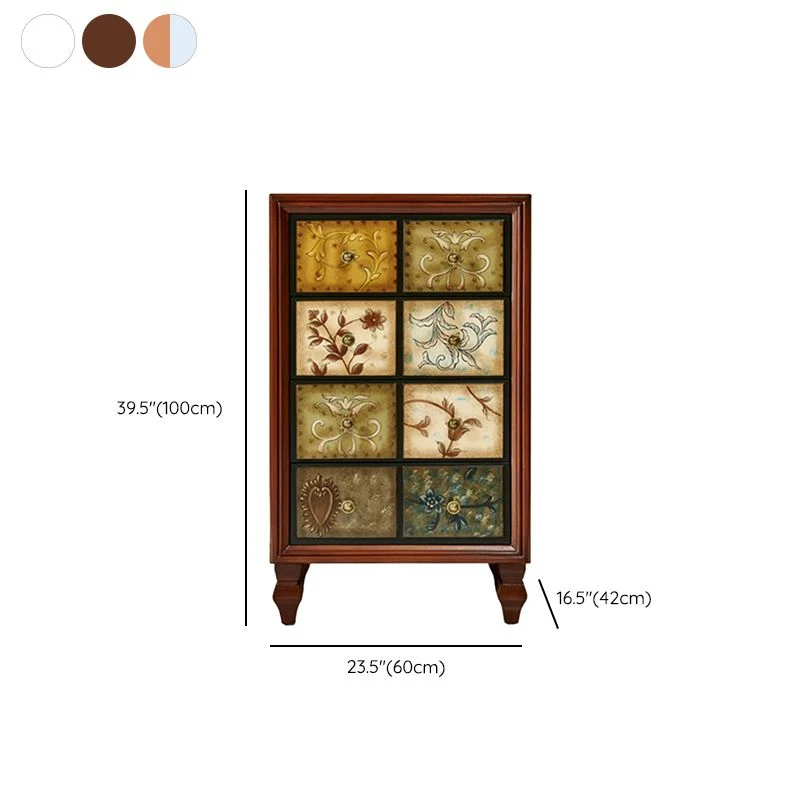 Vertical Traditional Houtsoort Storage Chest Bedroom Chest Drawers White