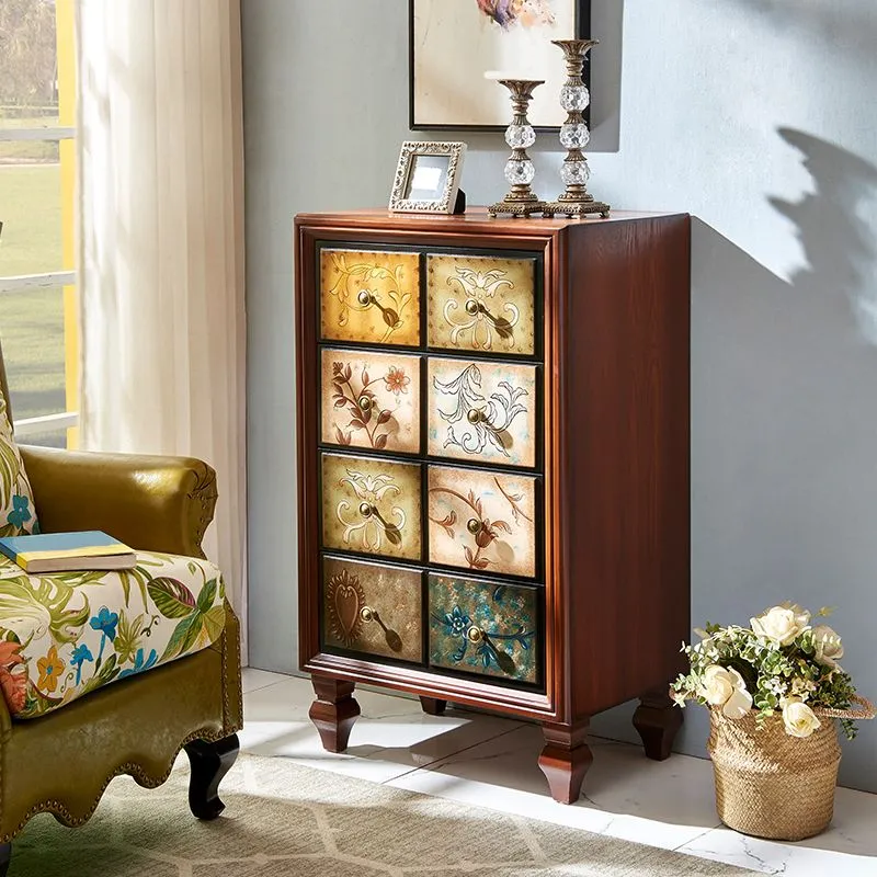 Vertical Traditional Houtsoort Storage Chest Bedroom Chest Drawers White
