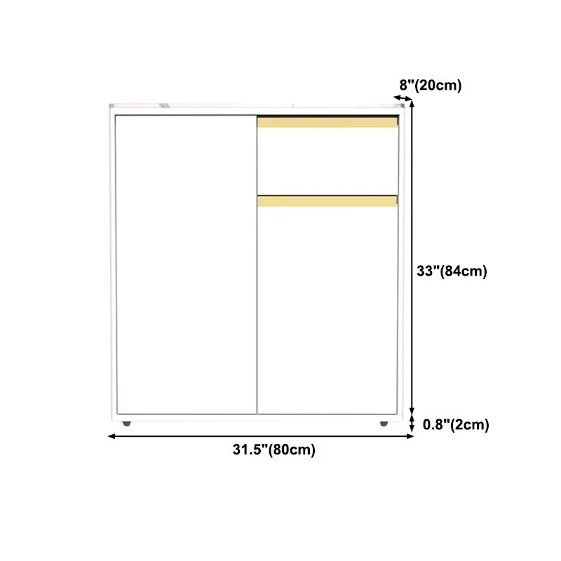 White Actueel Server Engineered Wood and Rubber Wood Cabinets Drawer 24l