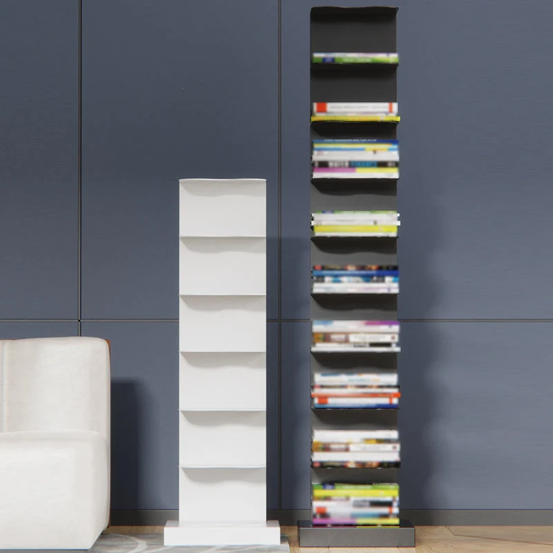 White and Black Corner Bookshelf Closed Back Contemporary Ijzer Bookshelf White
