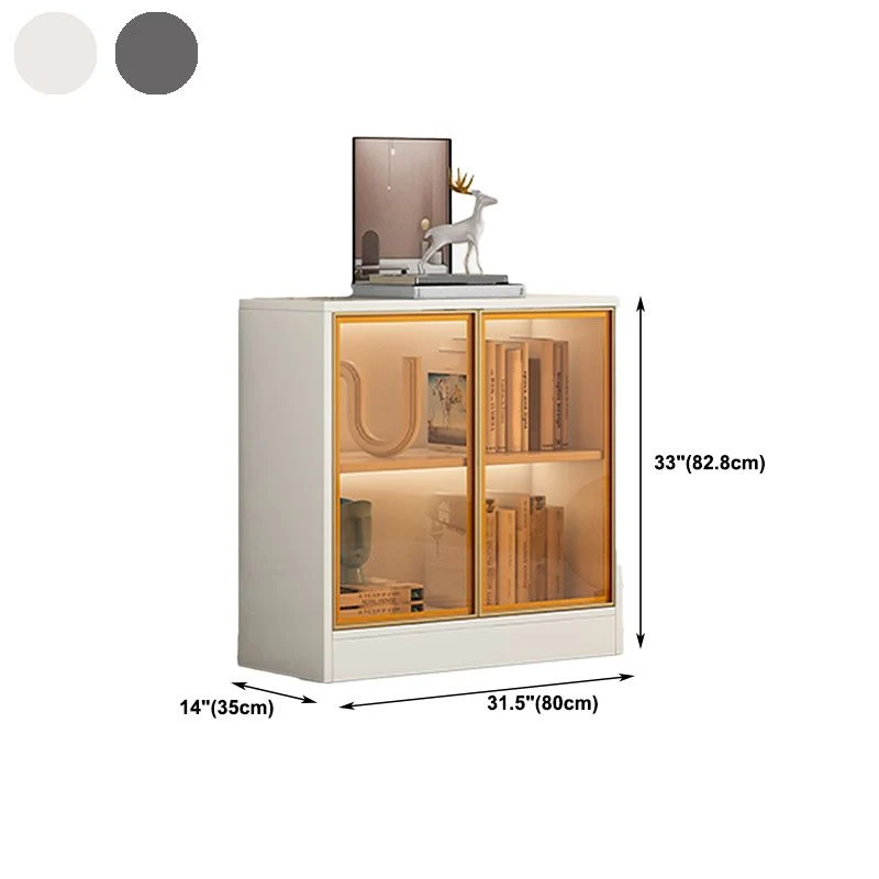 White/ Black Natuurhout Display Stand Modern Display Cabinet Glass Doors 31