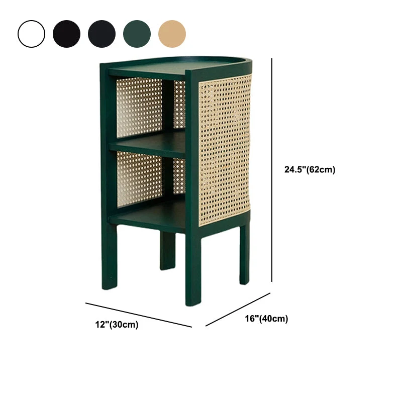 Wicker/Rattan Nightstand Eenkleurig Wood 24 Inch H 1-Shelf Legs Included Cabinet Black
