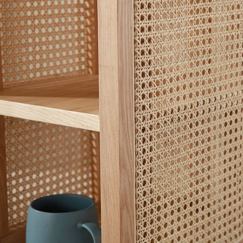 Wicker/Rattan Nightstand Uni Wood 24 Inch H 1-Shelf Legs Included Cabinet Black