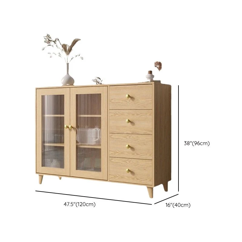 Wood Credenza Contemporary Glaswerk Doors Server Cabinets and Drawers 31l