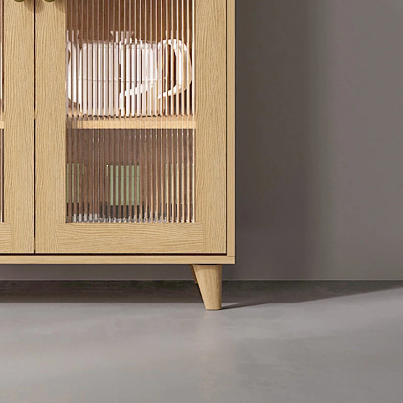 Wood Credenza Contemporary Glaswerk Doors Server Cabinets and Drawers 31l