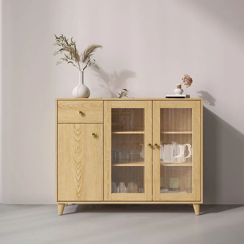 Wood Credenza Contemporary Glaswerk Doors Server Cabinets and Drawers 31l