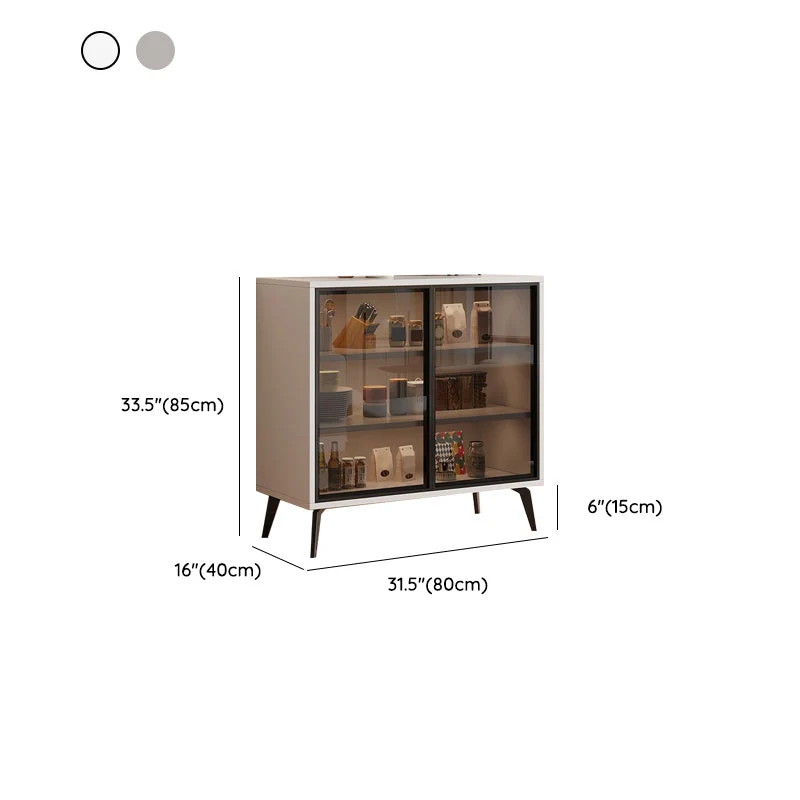 Wood Credenza Contemporary Style Glaswerk Doors Server Cabinets and Drawers 31l