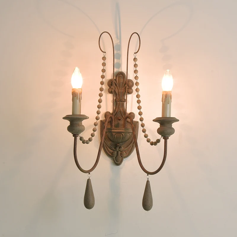 Wood Rust Wall Light Sconce Curved Arm Traditional Wall Lighting Ideas Handgesneden Backplate Rust