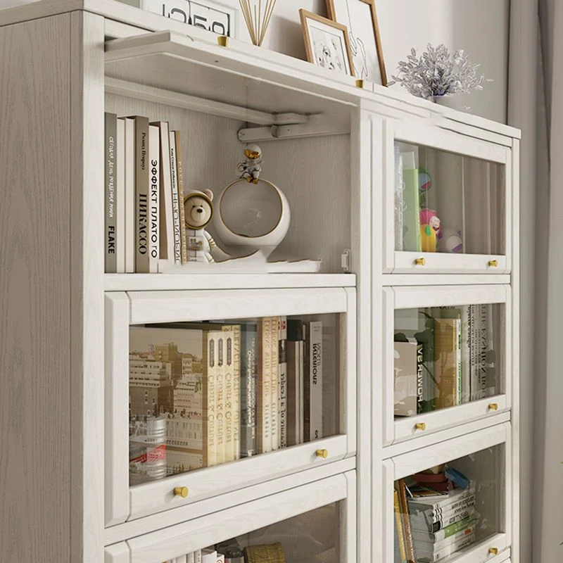 Wood Standaard Bookcase Closed Back Contemporary Bookshelf Drawers 31