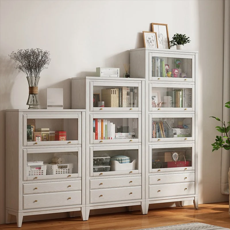 Wood Standaard Bookcase Closed Back Contemporary Bookshelf Drawers 31