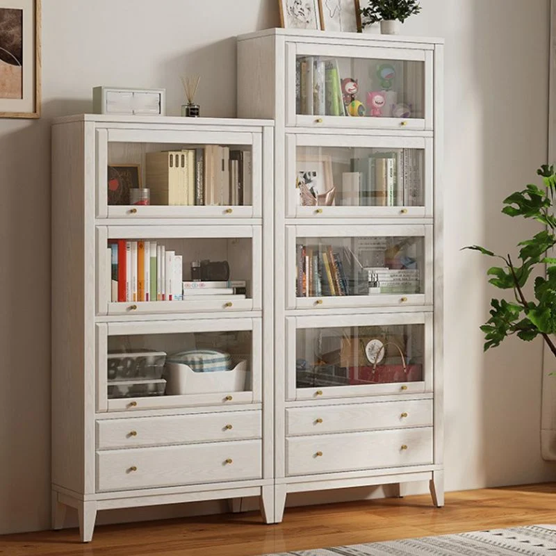Wood Standaard Bookcase Closed Back Contemporary Bookshelf Drawers 31