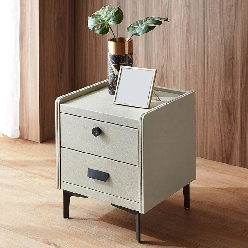 Wood and Stone Bedside Cabinet Strak Drawers Included Night Table Drawer Storage Gray
