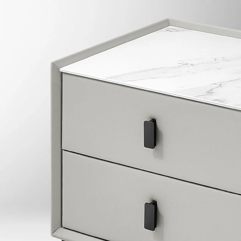 Wood and Stone Bedside Cabinet Strak Drawers Included Night Table Drawer Storage Gray