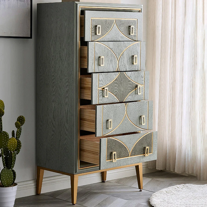 Wood Top Chest Metalen Legs Chest Drawers Drawers Bedroom 55l