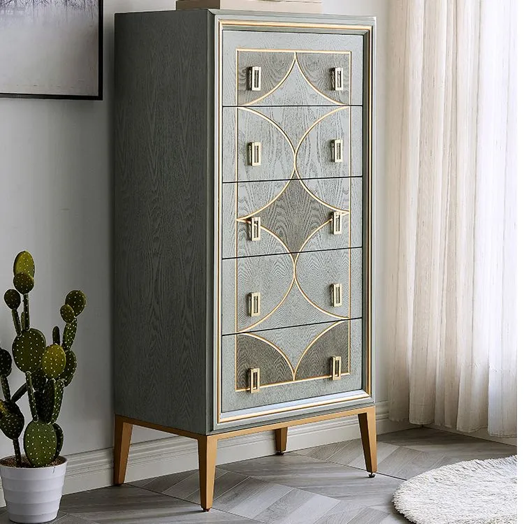 Wood Top Chest Metalen Legs Chest Drawers Drawers Bedroom 55l