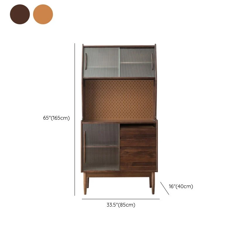 Wooden Contemporain China Cabinet Sliding Doors Dining Hutch Drawers 33l