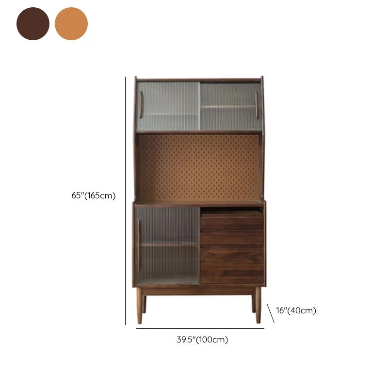 Wooden Contemporain China Cabinet Sliding Doors Dining Hutch Drawers 33l