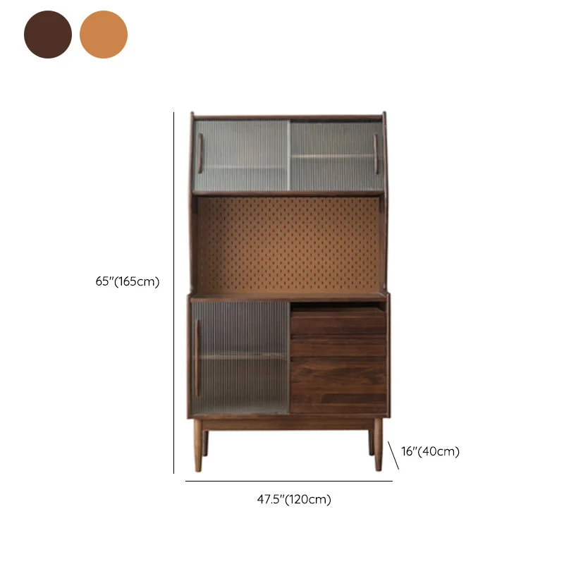 Wooden Contemporain China Cabinet Sliding Doors Dining Hutch Drawers 33l