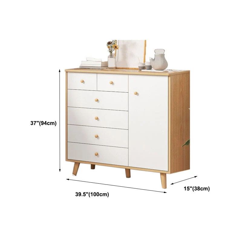 15" D Wooden Dresser Contemporain Style Storage Chest Drawers and Doors 24l