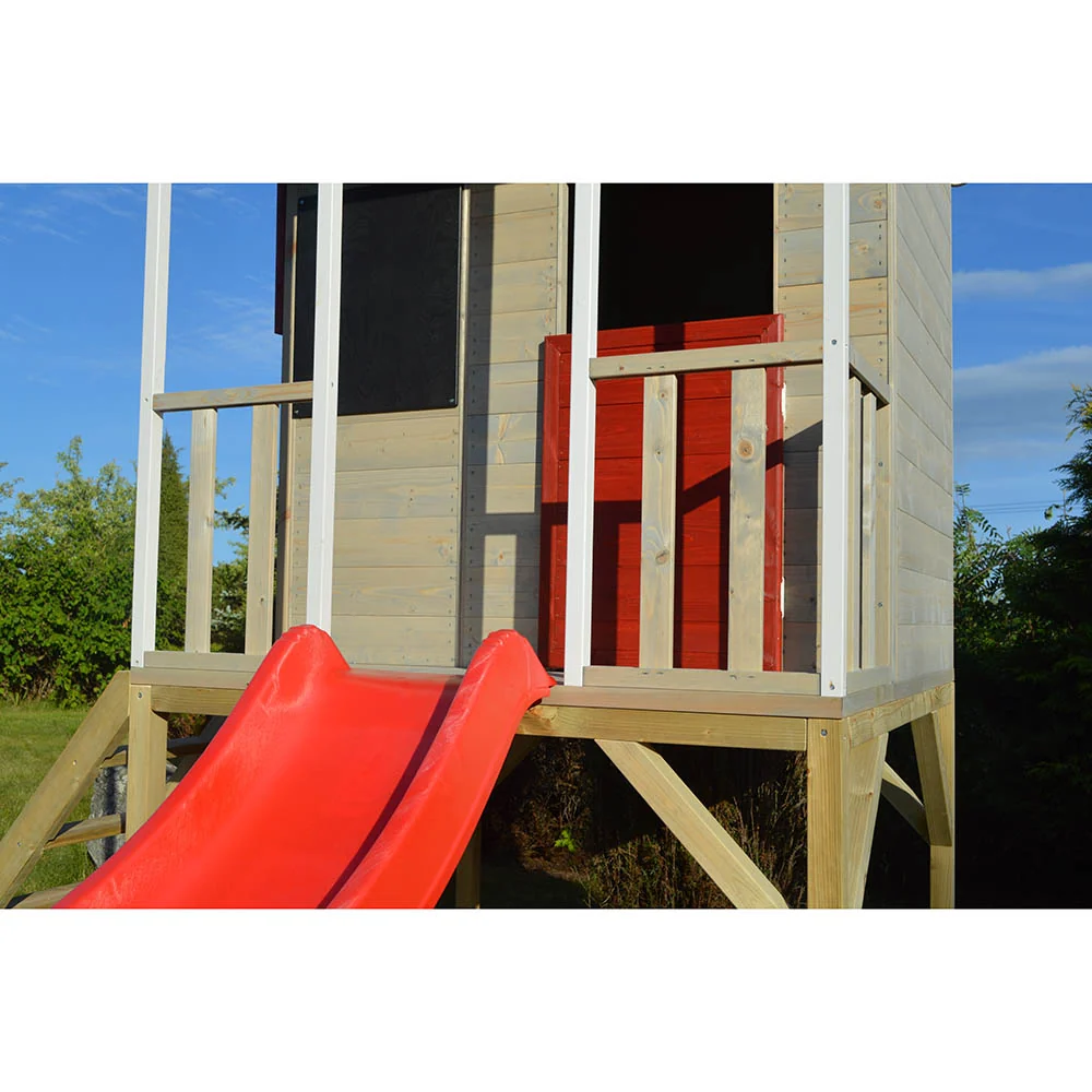 Wooden Playhouse - Summer Adventure Slide, Gym and Kitchen
