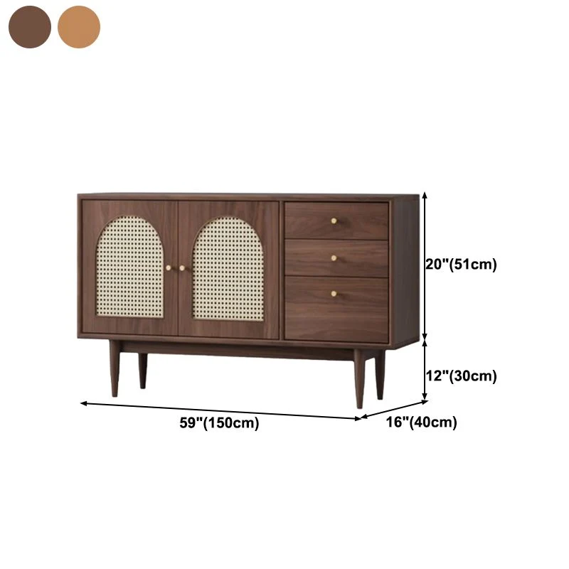 Wooden Storage Cabinet Luxe Style Sideboard Drawers and Doors 47l