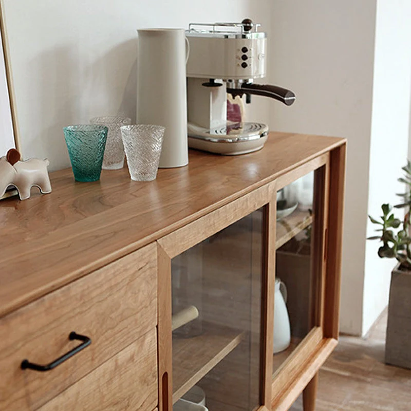 Wooden Storage Sideboard Contemporain Home Sideboard Drawers and Sliding Door 47l