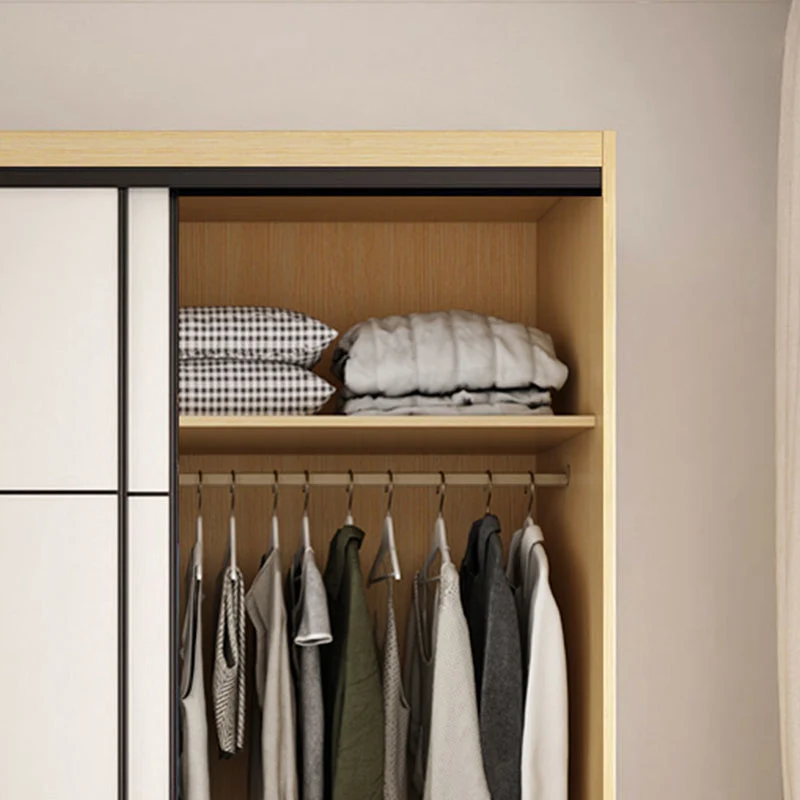 Wooden Wardrobe Armoire Drawer Hedendaags Wardrobe Closet - 63"L x 23.6"W x 82.9"H Natural