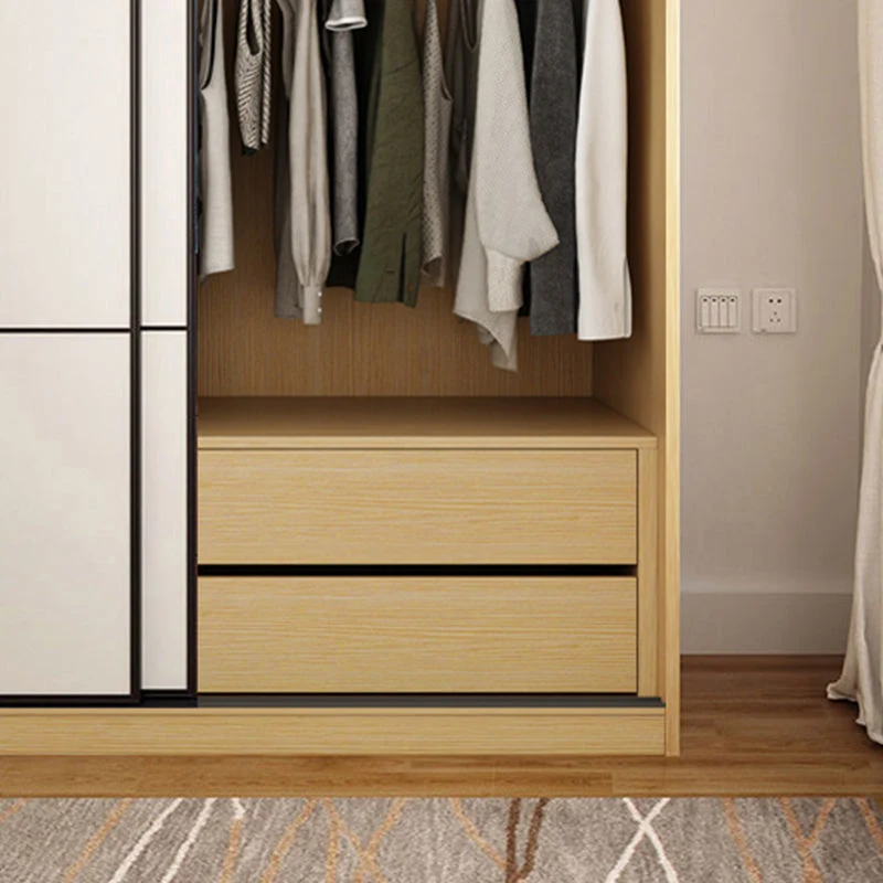 Wooden Wardrobe Armoire Drawer Hedendaags Wardrobe Closet - 63"L x 23.6"W x 82.9"H Natural