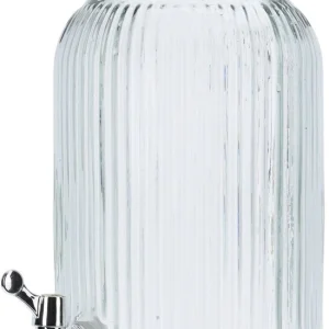 4goodz Glazen Sapkan Geribbeld glas - Limonadetap met kraan - 4 ltr
