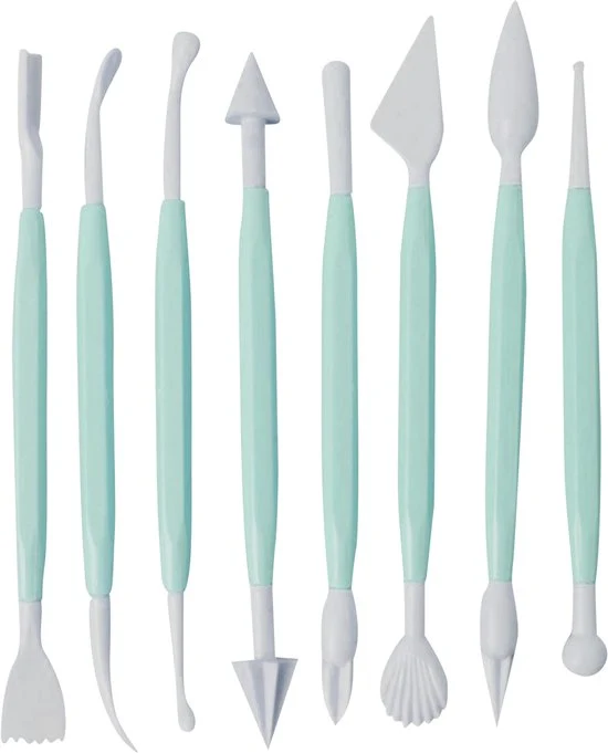 8-Delig Modelleer Sticks met 16 Verschillende vormen - Shape Sculpting Fondant Tool Set - Taart decoratie Gereedschap