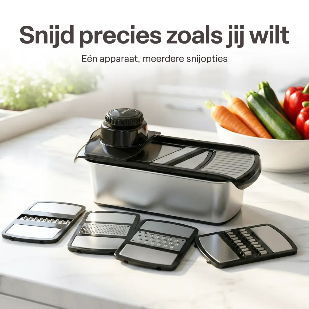 Chefino Multi - Groentesnijder Set 12-delig – Mandoline Snijder & Groentehakker – Blokjessnijder, Julienne Snijder & Rasp...