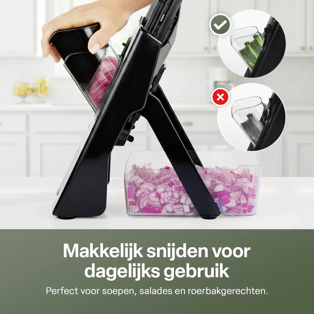 Chefino Taglio - Mandoline - Groentesnijder met Opvangbak – Verstelbare Groente Snijder – Julienne Snijder – Blokjessnijde...