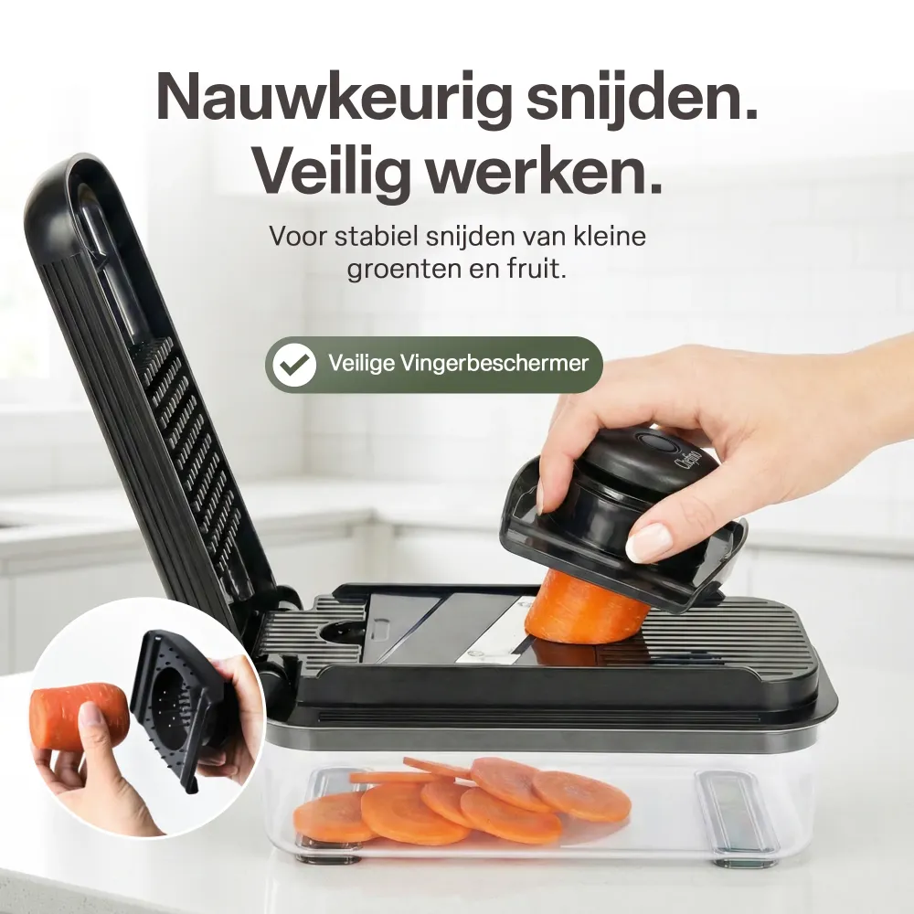 Chefino Trito - Groentesnijder Set met Opvangbak 750 ml – Mandoline Snijder – Groente Hakker – Uiensnijder – Blokjessnijde...