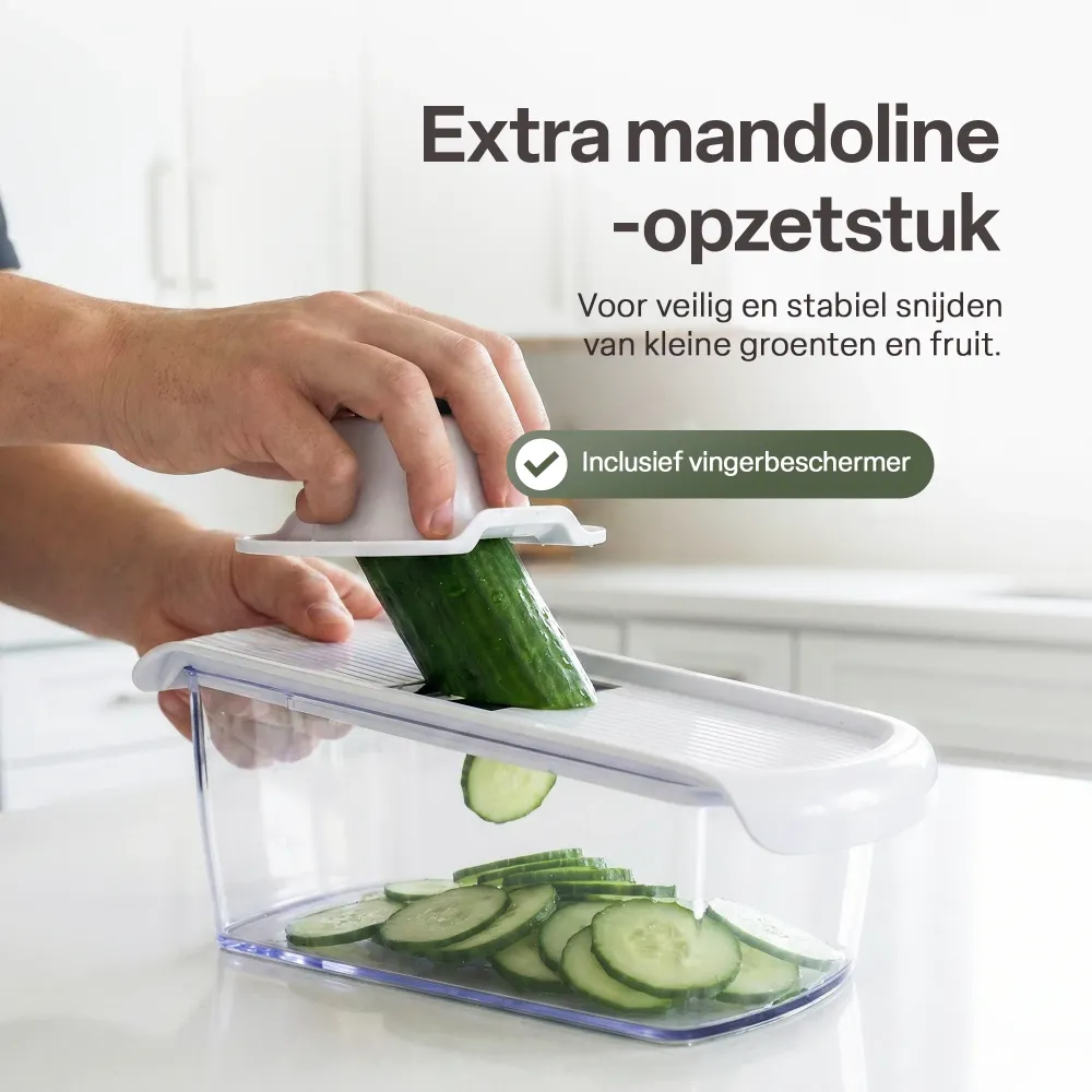 Chefino Verto - Groentesnijder Set met Opvangbak – Mandoline Snijder – Groentehakker – Blokjessnijder – Julienne Snijder –...
