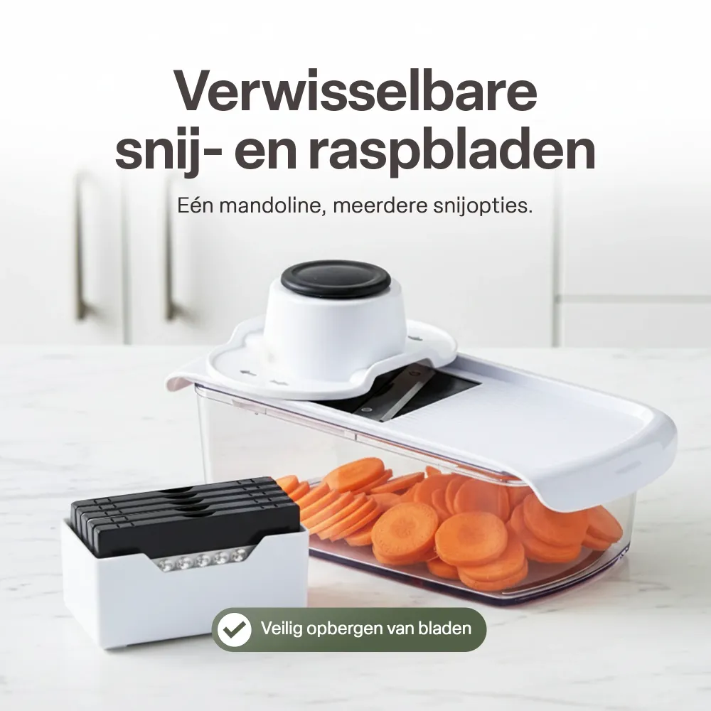 Chefino Verto - Groentesnijder Set met Opvangbak – Mandoline Snijder – Groentehakker – Blokjessnijder – Julienne Snijder –...
