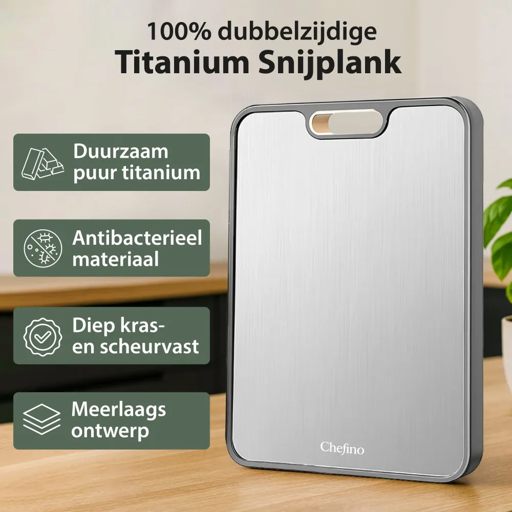 Dubbelzijdige Titanium Snijplank - 38 x 26 cm - Hygiënisch, Duurzaam & Onmisbaar Elke Keuken